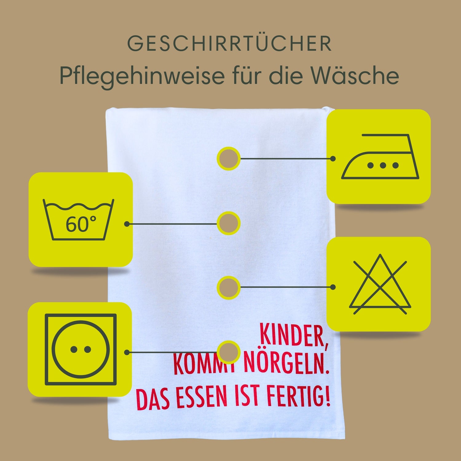 Geschirrtuch | Kinder, kommt nörgeln. Das Essen ist fertig!