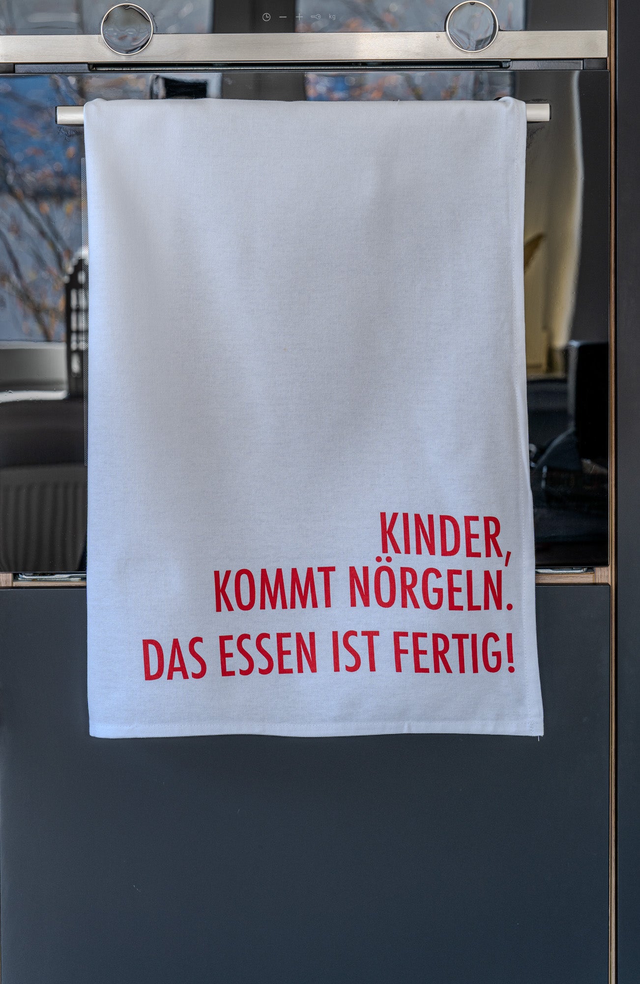 Geschirrtuch | Kinder, kommt nörgeln. Das Essen ist fertig!